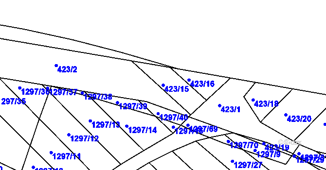 Parcela st. 423/15 v KÚ Zarazice, Katastrální mapa