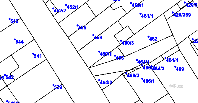 Parcela st. 460/1 v KÚ Zarazice, Katastrální mapa