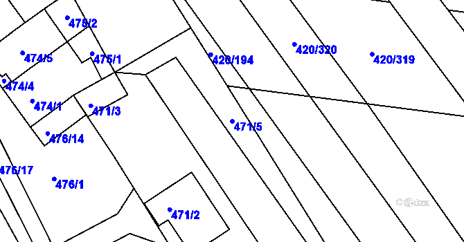 Parcela st. 471/5 v KÚ Zarazice, Katastrální mapa
