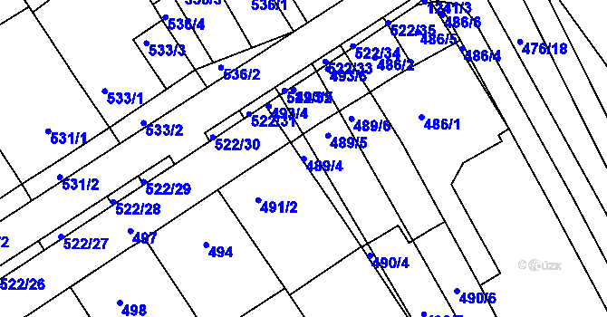 Parcela st. 489/4 v KÚ Zarazice, Katastrální mapa