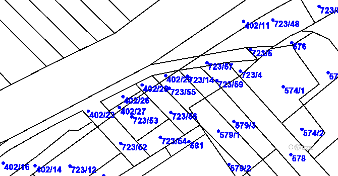 Parcela st. 723/55 v KÚ Zarazice, Katastrální mapa