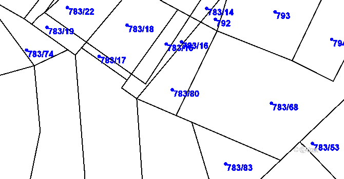 Parcela st. 783/80 v KÚ Zarazice, Katastrální mapa