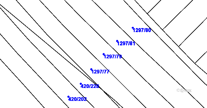 Parcela st. 1297/79 v KÚ Zarazice, Katastrální mapa