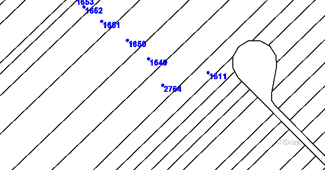 Parcela st. 2764 v KÚ Zarazice, Katastrální mapa