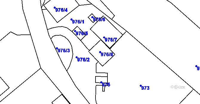 Parcela st. 976/8 v KÚ Zarazice, Katastrální mapa