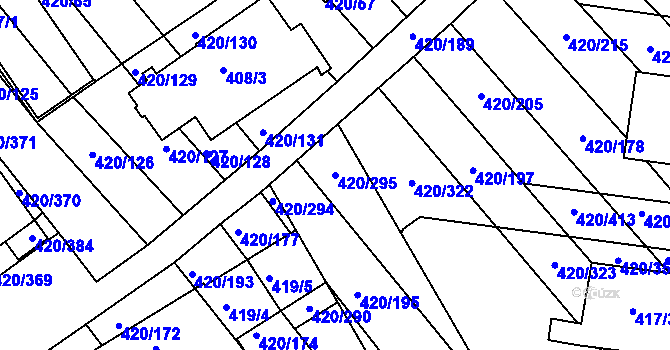 Parcela st. 420/295 v KÚ Zarazice, Katastrální mapa