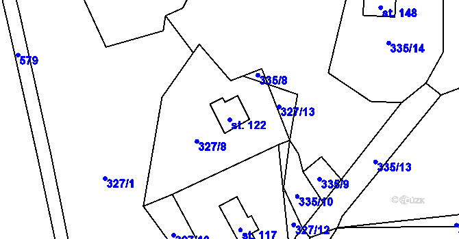 Parcela st. 122 v KÚ Veselice, Katastrální mapa
