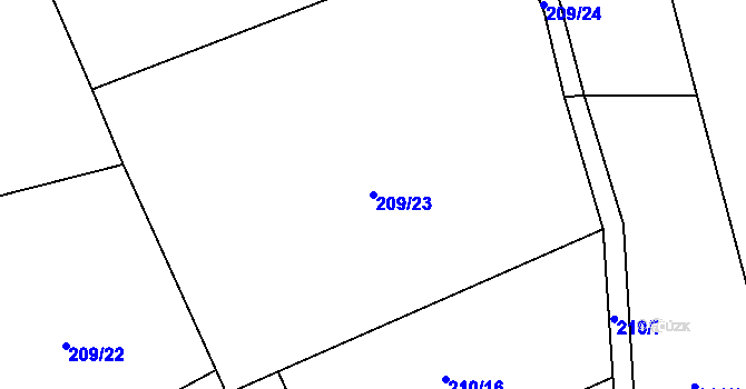 Parcela st. 209/23 v KÚ Veselice, Katastrální mapa