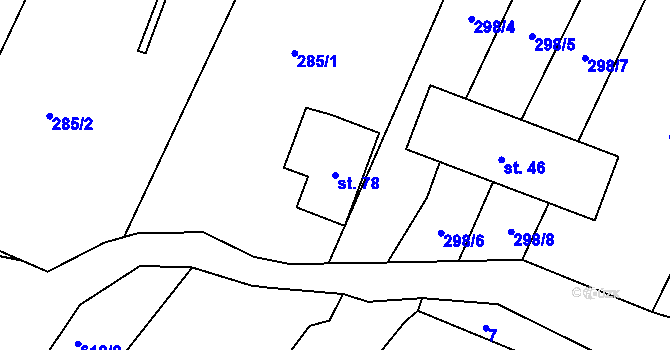 Parcela st. 78 v KÚ Bilina, Katastrální mapa