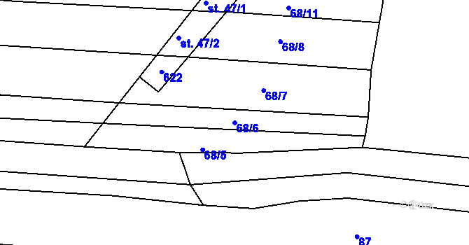 Parcela st. 68/6 v KÚ Bilina, Katastrální mapa
