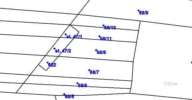 Parcela st. 68/8 v KÚ Bilina, Katastrální mapa