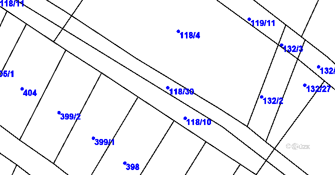 Parcela st. 118/30 v KÚ Bilina, Katastrální mapa