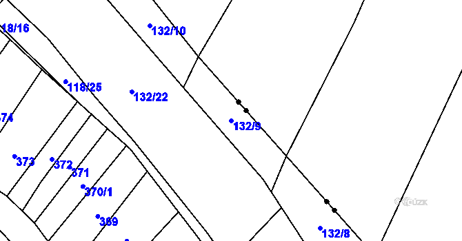 Parcela st. 132/9 v KÚ Bilina, Katastrální mapa