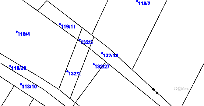 Parcela st. 132/14 v KÚ Bilina, Katastrální mapa