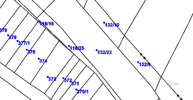 Parcela st. 132/22 v KÚ Bilina, Katastrální mapa