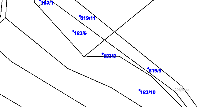 Parcela st. 183/8 v KÚ Bilina, Katastrální mapa