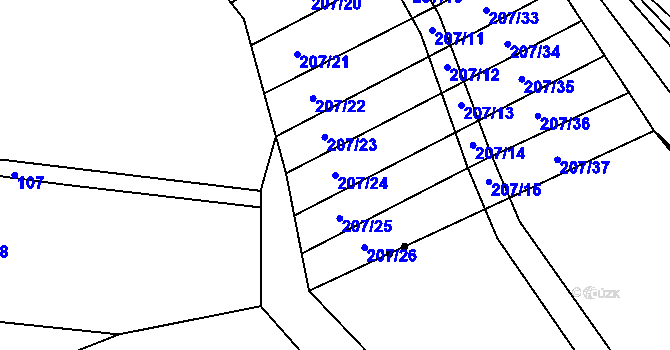 Parcela st. 207/24 v KÚ Bilina, Katastrální mapa