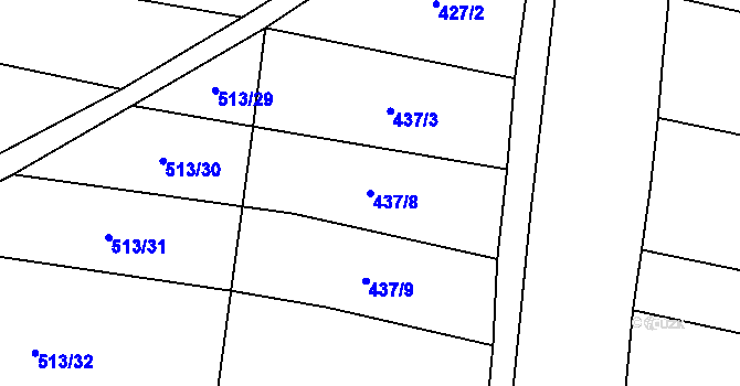 Parcela st. 437/8 v KÚ Bilina, Katastrální mapa