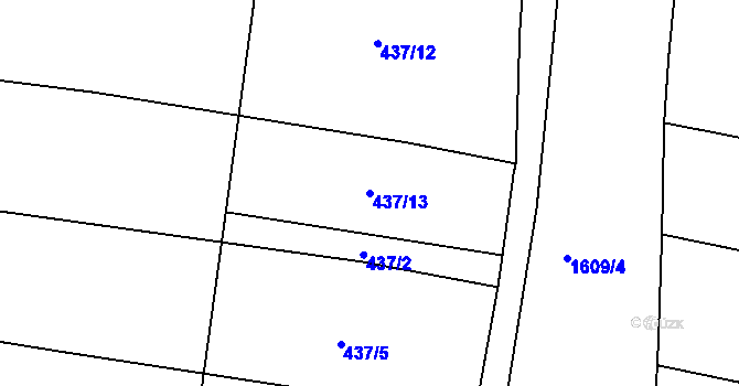 Parcela st. 437/13 v KÚ Bilina, Katastrální mapa