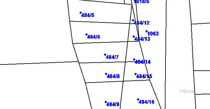 Parcela st. 484/7 v KÚ Bilina, Katastrální mapa