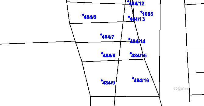 Parcela st. 484/8 v KÚ Bilina, Katastrální mapa