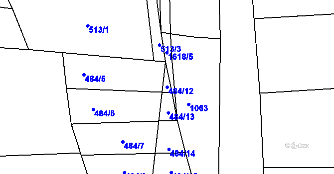 Parcela st. 484/12 v KÚ Bilina, Katastrální mapa