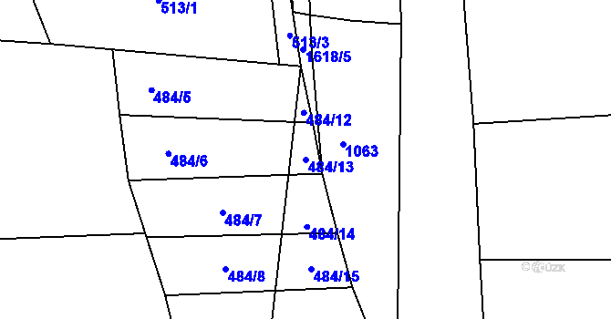 Parcela st. 484/13 v KÚ Bilina, Katastrální mapa