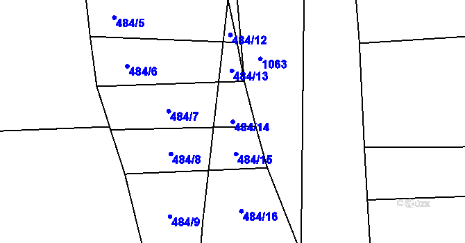 Parcela st. 484/14 v KÚ Bilina, Katastrální mapa
