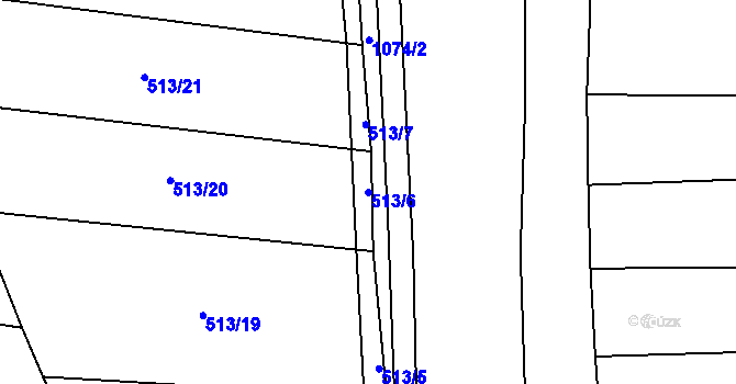 Parcela st. 513/6 v KÚ Bilina, Katastrální mapa