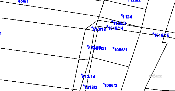 Parcela st. 513/13 v KÚ Bilina, Katastrální mapa