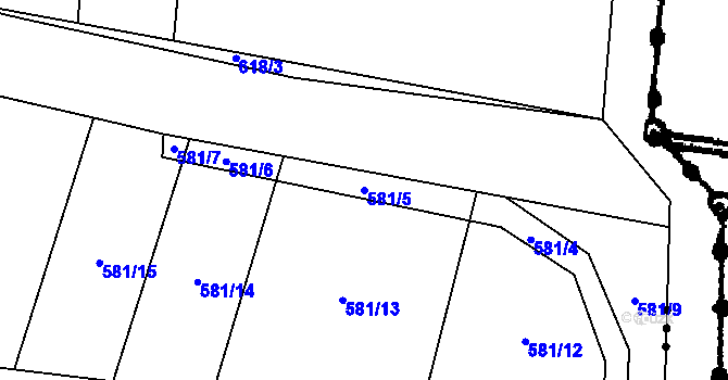 Parcela st. 581/5 v KÚ Bilina, Katastrální mapa
