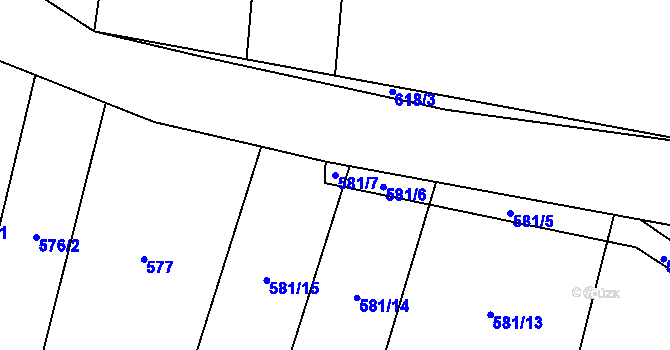 Parcela st. 581/7 v KÚ Bilina, Katastrální mapa