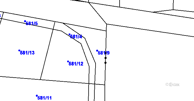 Parcela st. 581/9 v KÚ Bilina, Katastrální mapa