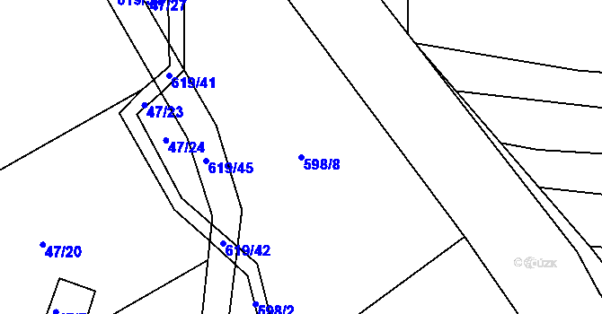 Parcela st. 598/8 v KÚ Bilina, Katastrální mapa