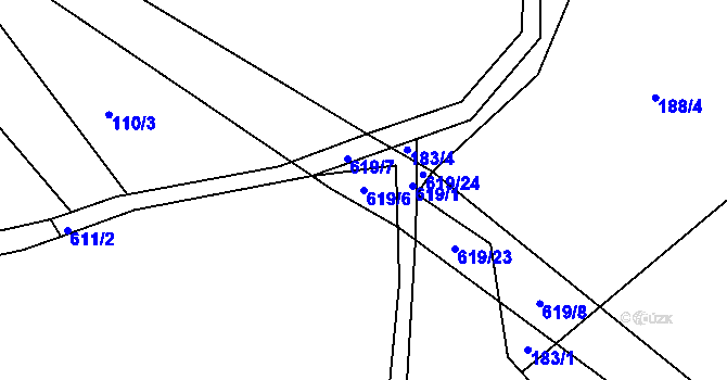 Parcela st. 619/6 v KÚ Bilina, Katastrální mapa