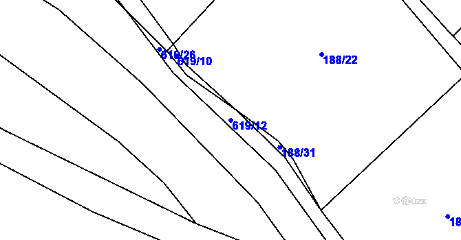 Parcela st. 619/12 v KÚ Bilina, Katastrální mapa