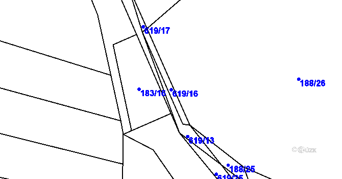 Parcela st. 619/16 v KÚ Bilina, Katastrální mapa