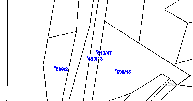 Parcela st. 619/47 v KÚ Bilina, Katastrální mapa