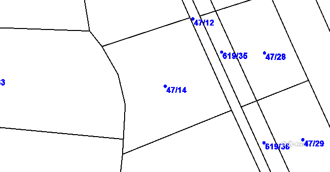 Parcela st. 47/14 v KÚ Bilina, Katastrální mapa
