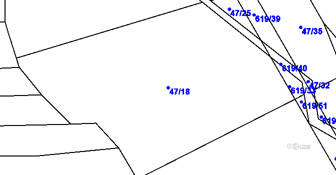 Parcela st. 47/18 v KÚ Bilina, Katastrální mapa