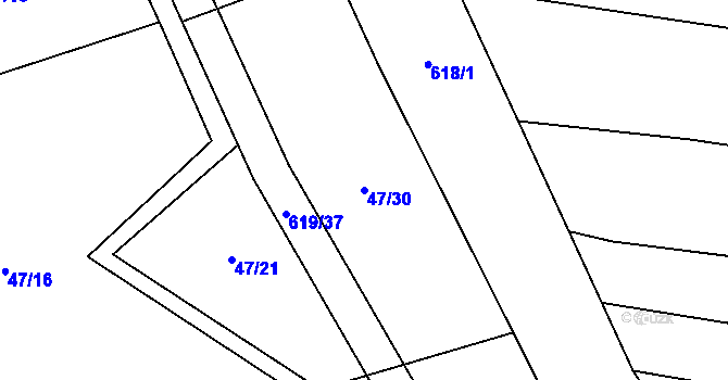 Parcela st. 47/30 v KÚ Bilina, Katastrální mapa