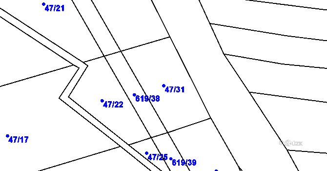 Parcela st. 47/31 v KÚ Bilina, Katastrální mapa