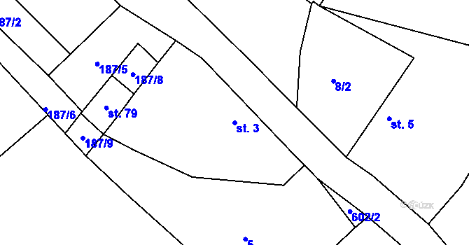 Parcela st. 3 v KÚ Bilina, Katastrální mapa