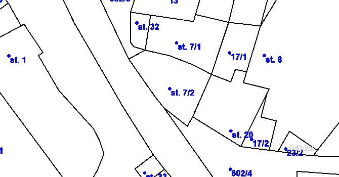 Parcela st. 7/2 v KÚ Bilina, Katastrální mapa