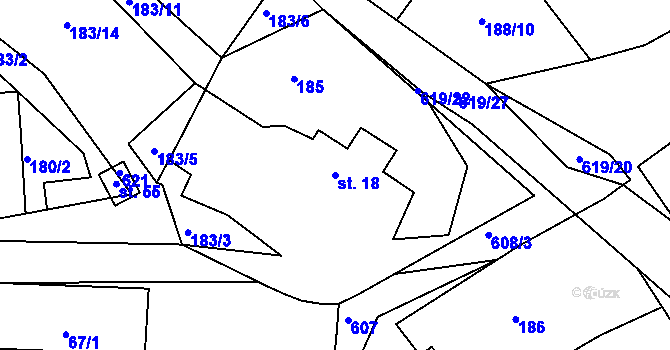 Parcela st. 18 v KÚ Bilina, Katastrální mapa