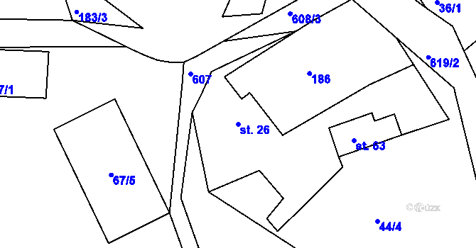 Parcela st. 26 v KÚ Bilina, Katastrální mapa
