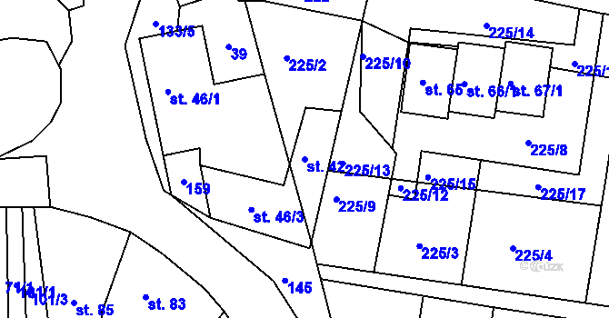Parcela st. 42 v KÚ Bilina, Katastrální mapa