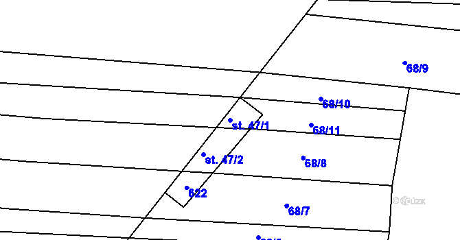 Parcela st. 47/1 v KÚ Bilina, Katastrální mapa