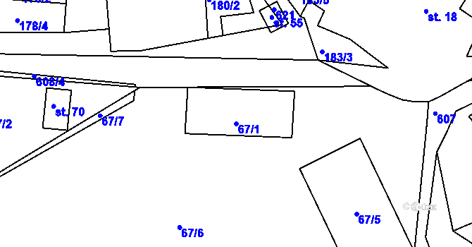 Parcela st. 67/1 v KÚ Bilina, Katastrální mapa