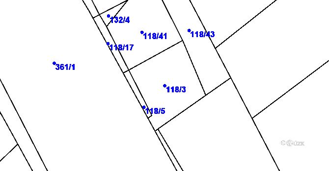 Parcela st. 118/3 v KÚ Bilina, Katastrální mapa